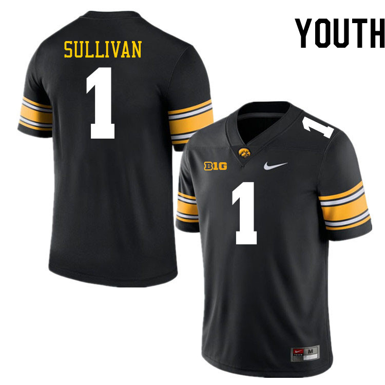 Youth #1 Brendan Sullivan Iowa Hawkeyes College Football Jerseys Stitched-Black